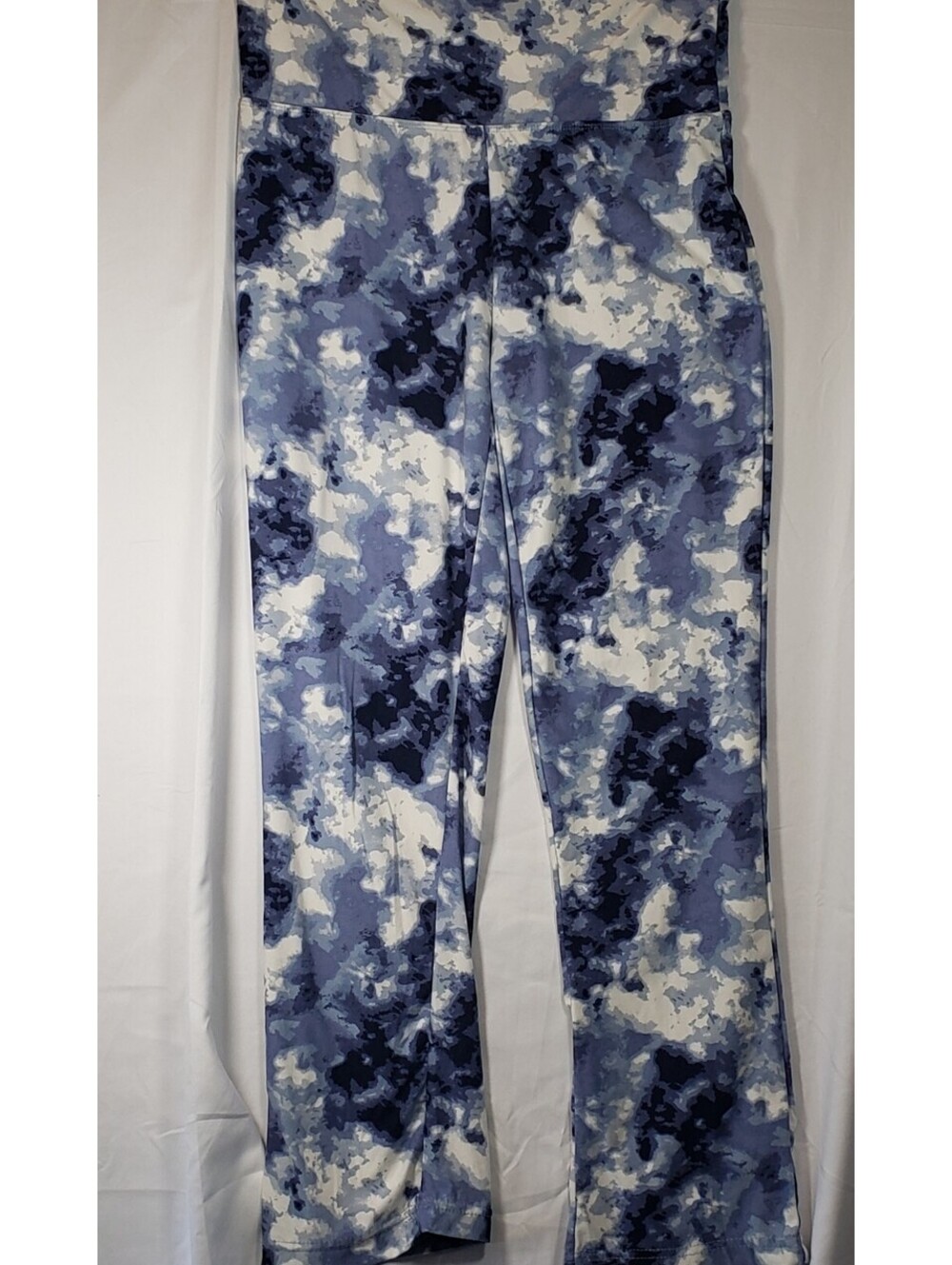 Bobbie Brooks Womens L Blue White Tie Dye Print Yoga Stretch Pants